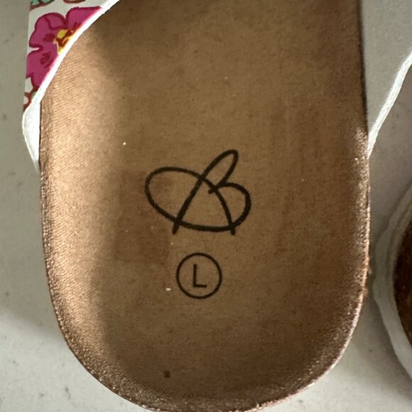 Girls  Floral Cork Sole Sandals With Adjustable Straps & Buckle Closure Size L - Picture 4 of 7